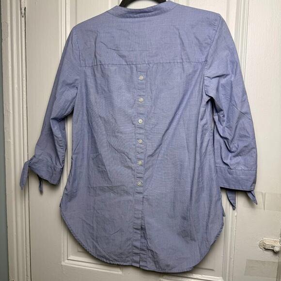 Talbots Shirt Womens Small Light Blue Button Front 3/4 Sleeve Cotton Preppy Top - Picture 5 of 6